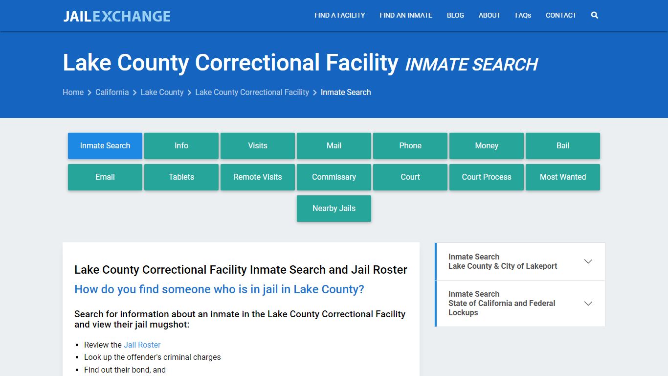 Lake County Correctional Facility Inmate Search - Jail Exchange